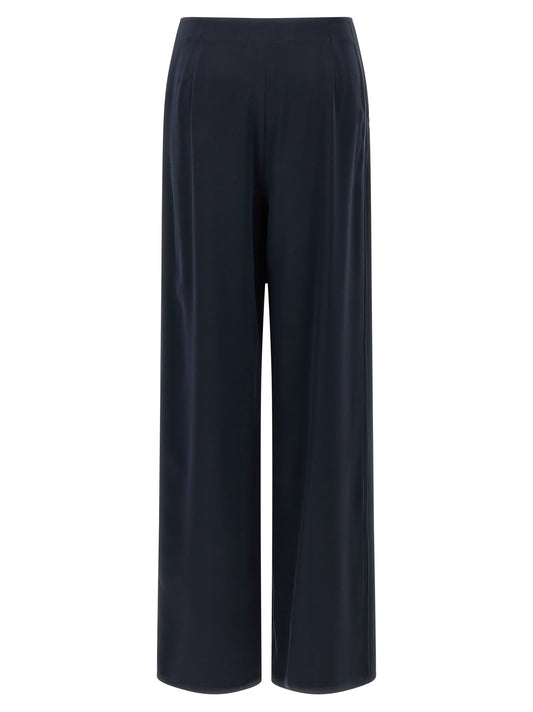 Blue Silk Casual Pants