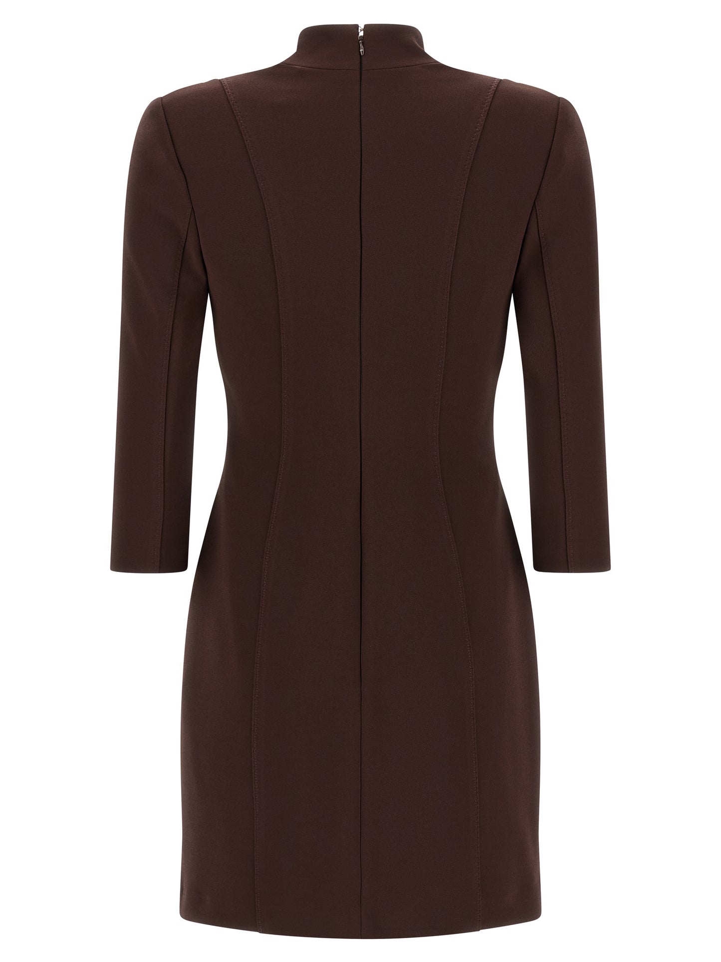 Brown Polyester Short Dress