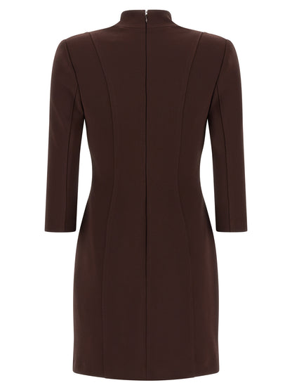 Brown Polyester Short Dress
