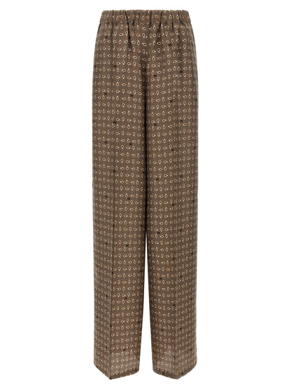 Brown Silk Casual Pants
