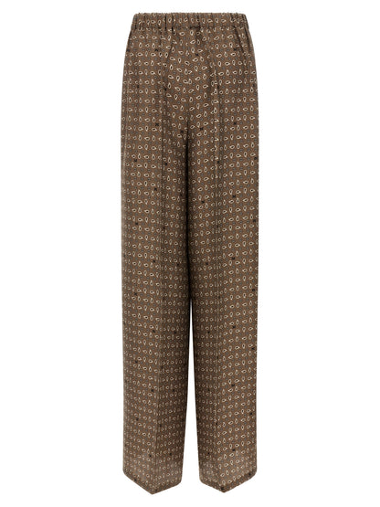 Brown Silk Casual Pants