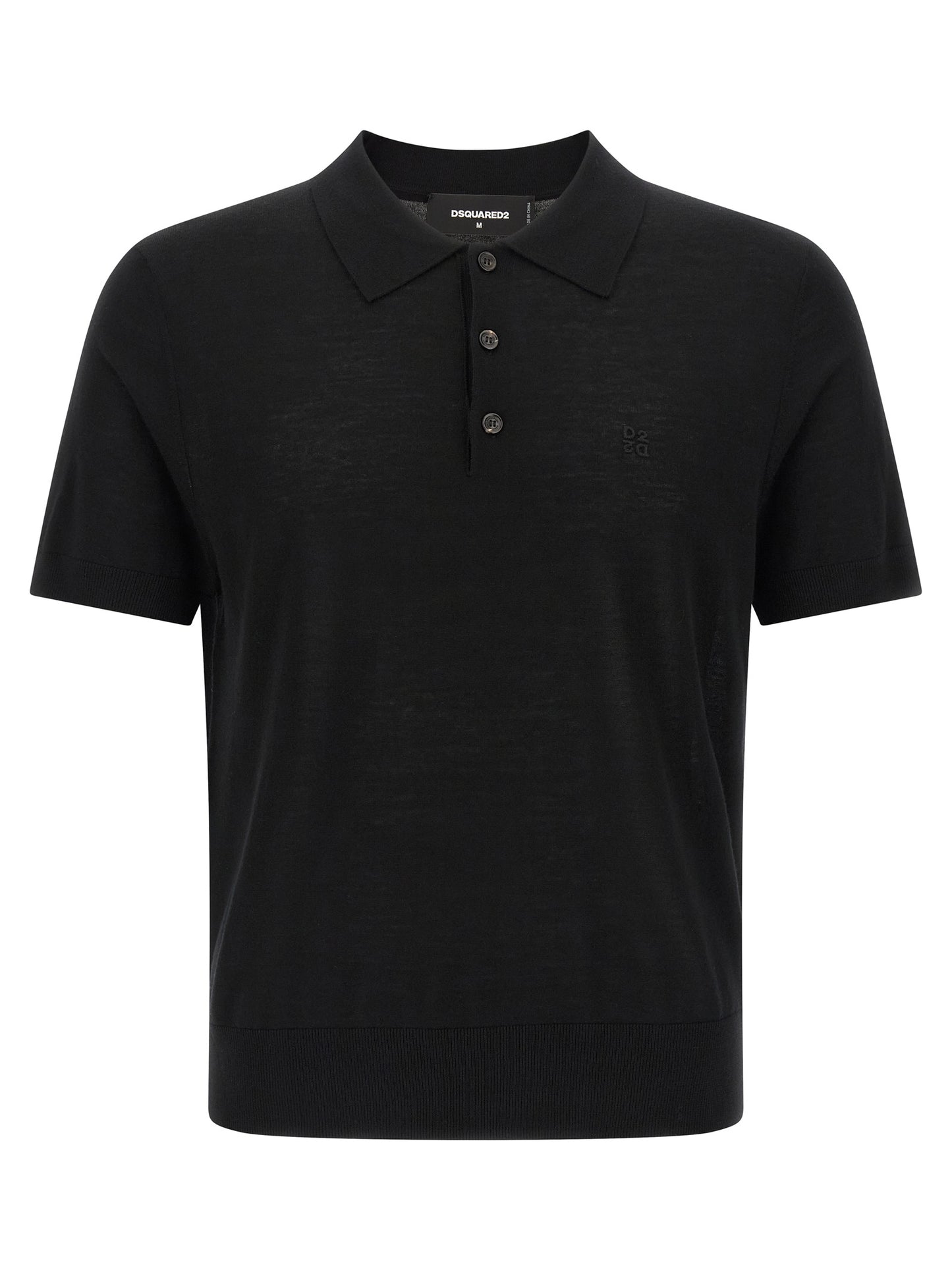 Black Wool Polo Shirt