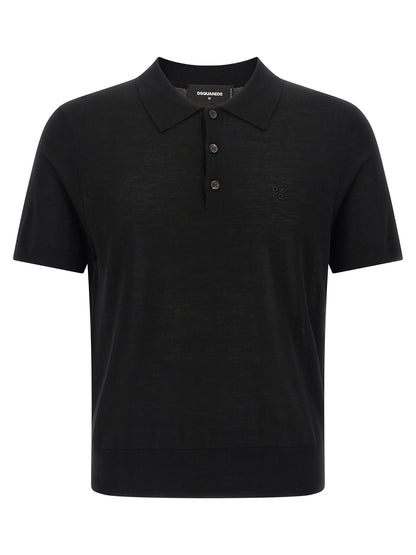 Black Wool Polo Shirt