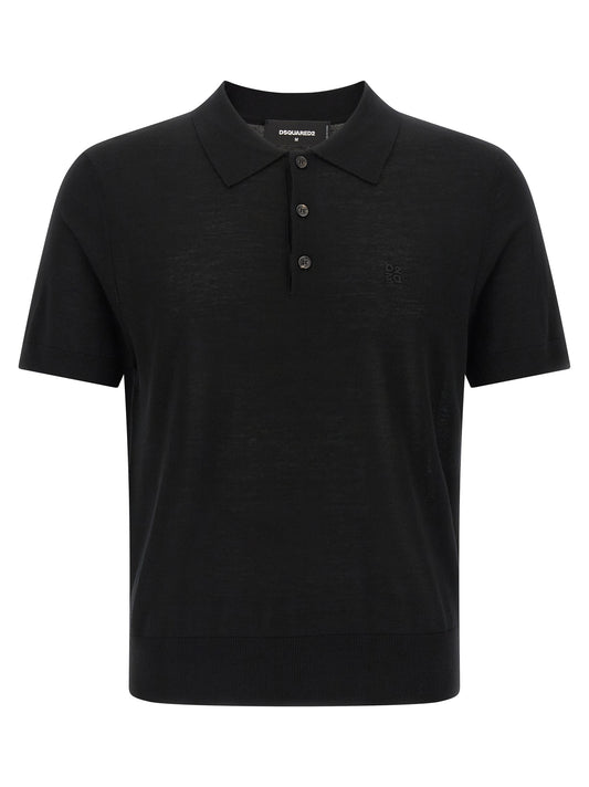 Black Wool Polo Shirt