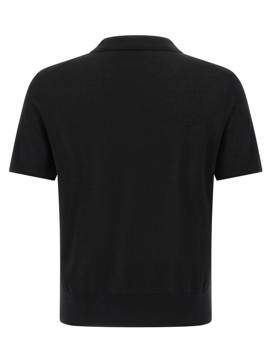 Black Wool Polo Shirt