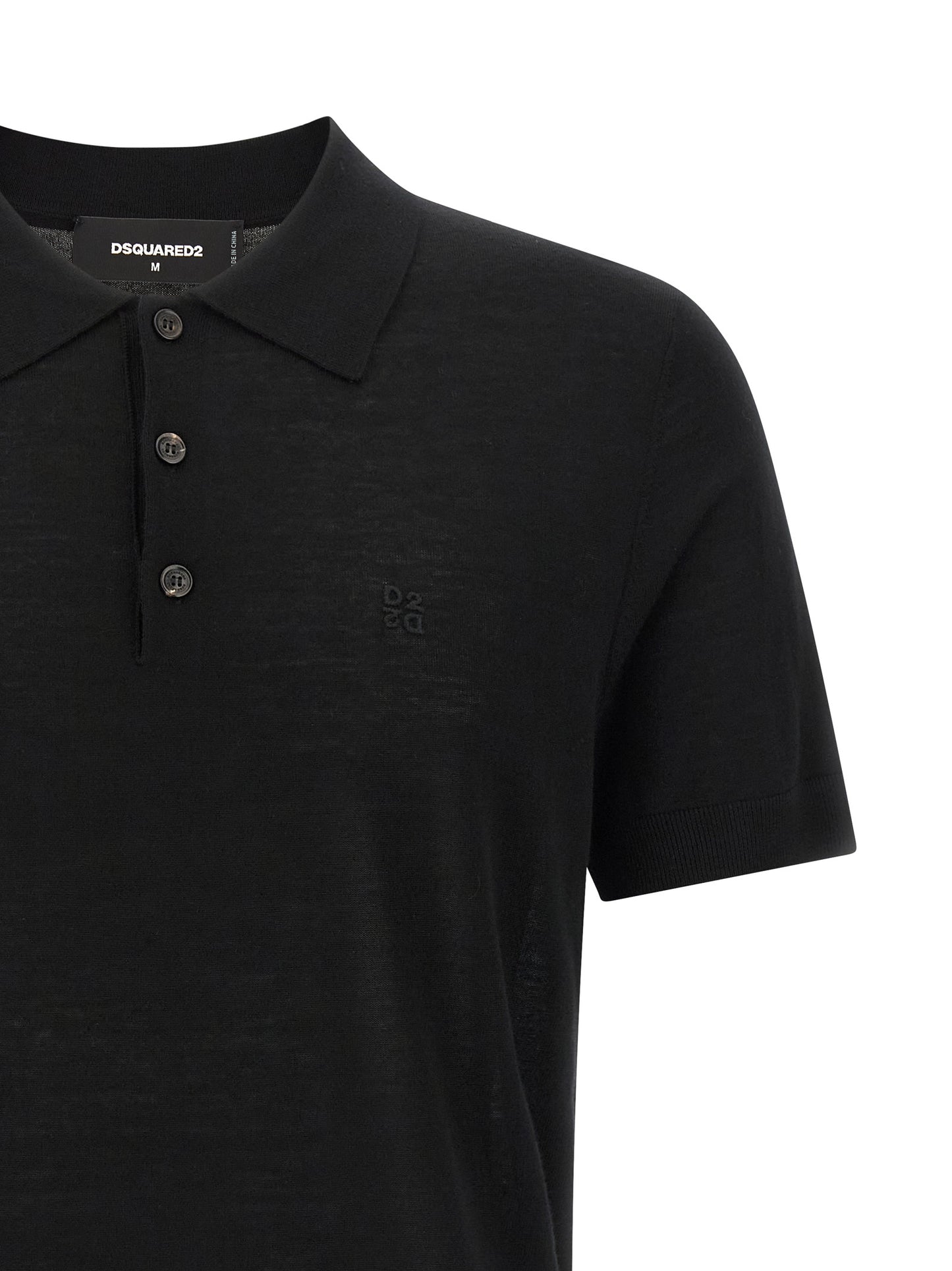Black Wool Polo Shirt