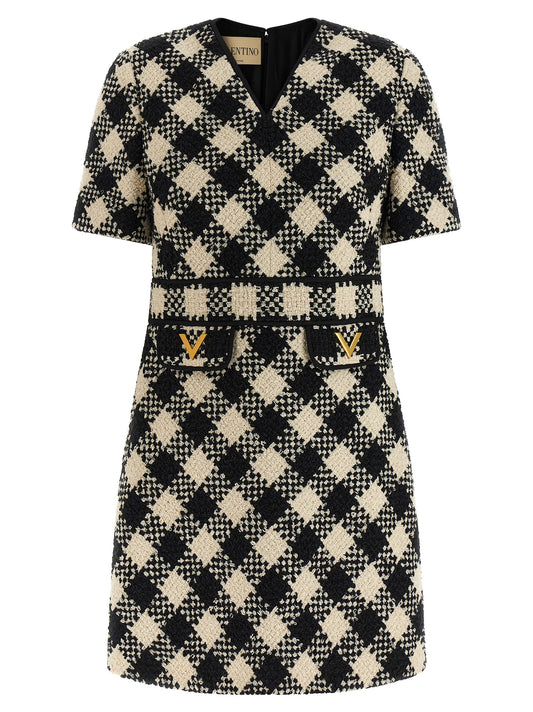 Bicolor Cotton Short Dress
