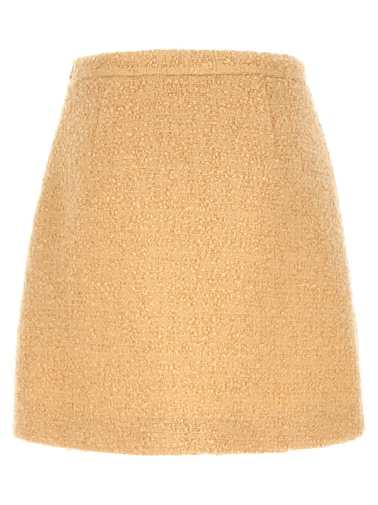 Beige Virgin Wool Long Skirt