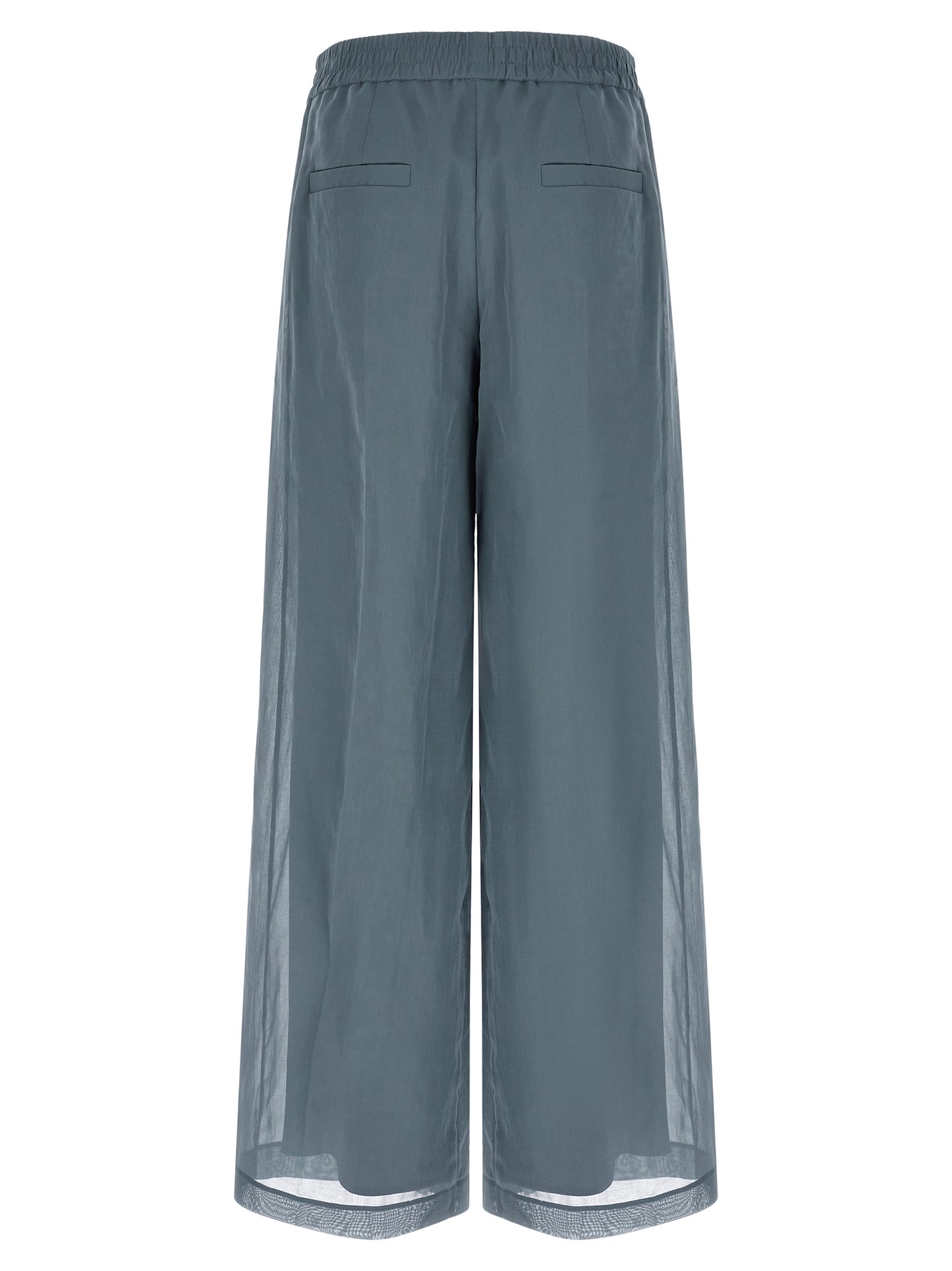 Blue Cotton Casual Pants