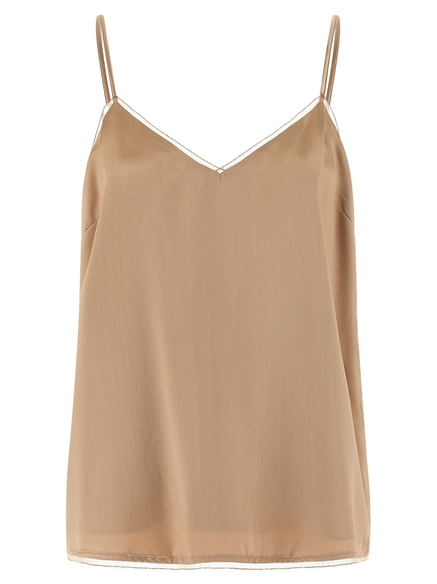 Beige Viscose Tank Tops