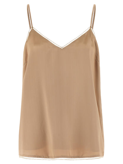 Beige Viscose Tank Tops