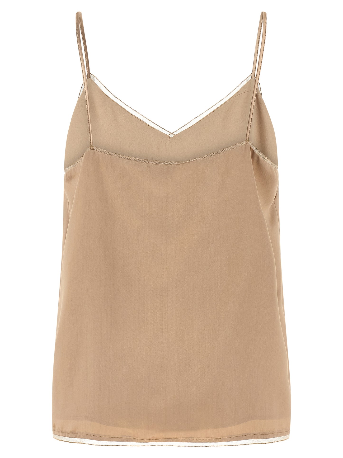 Beige Viscose Tank Tops