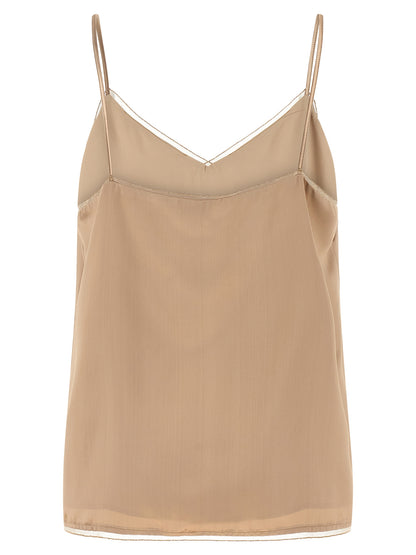 Beige Viscose Tank Tops
