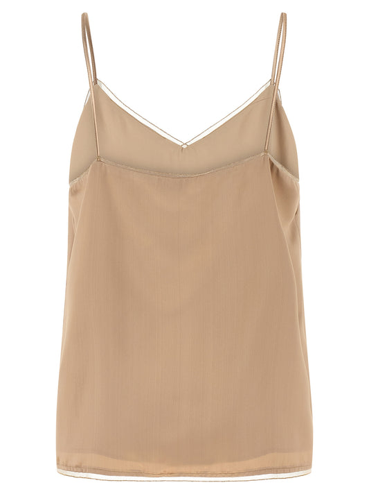 Beige Viscose Tank Tops