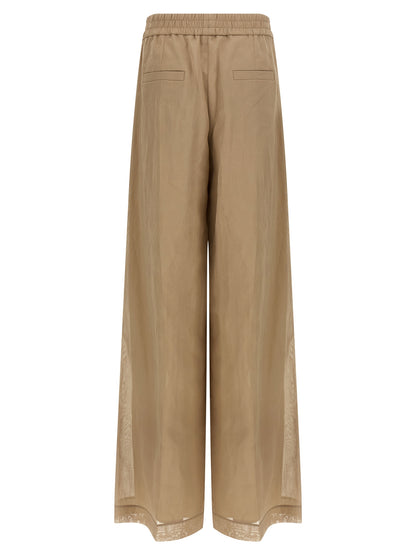 Beige Cotton Casual Pants