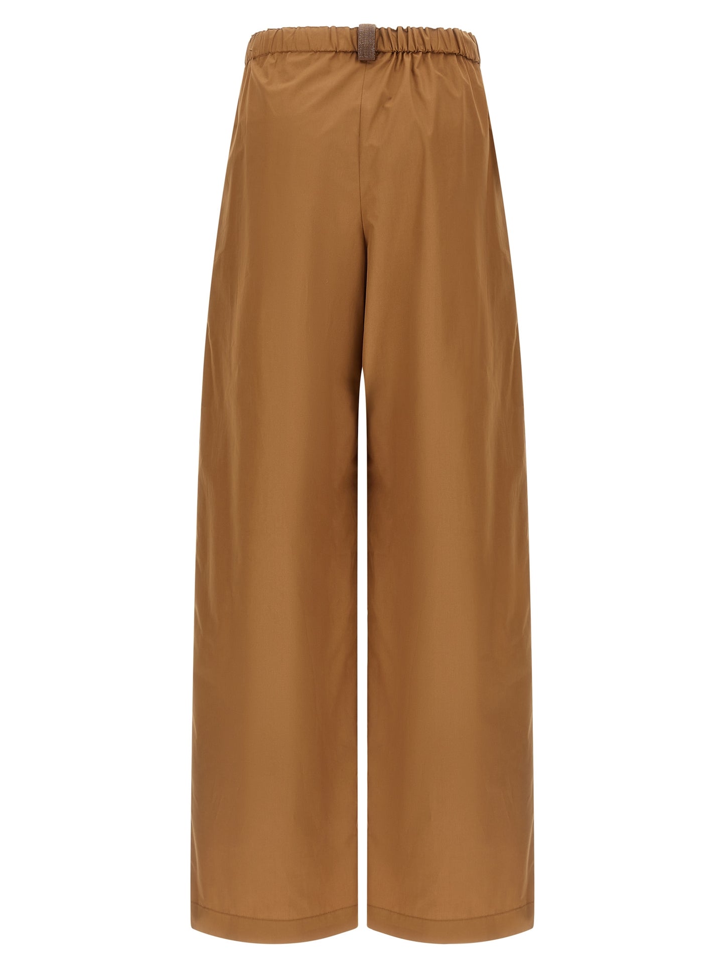 Brown Cotton Casual Pants