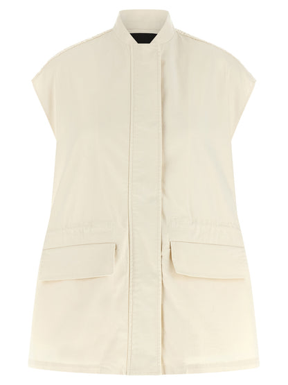 Beige Cotton Sleeveless Jacket
