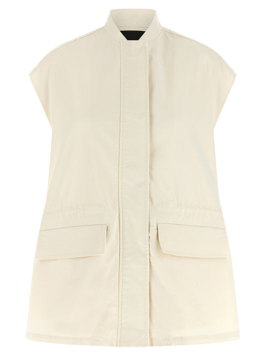 Beige Cotton Sleeveless Jacket