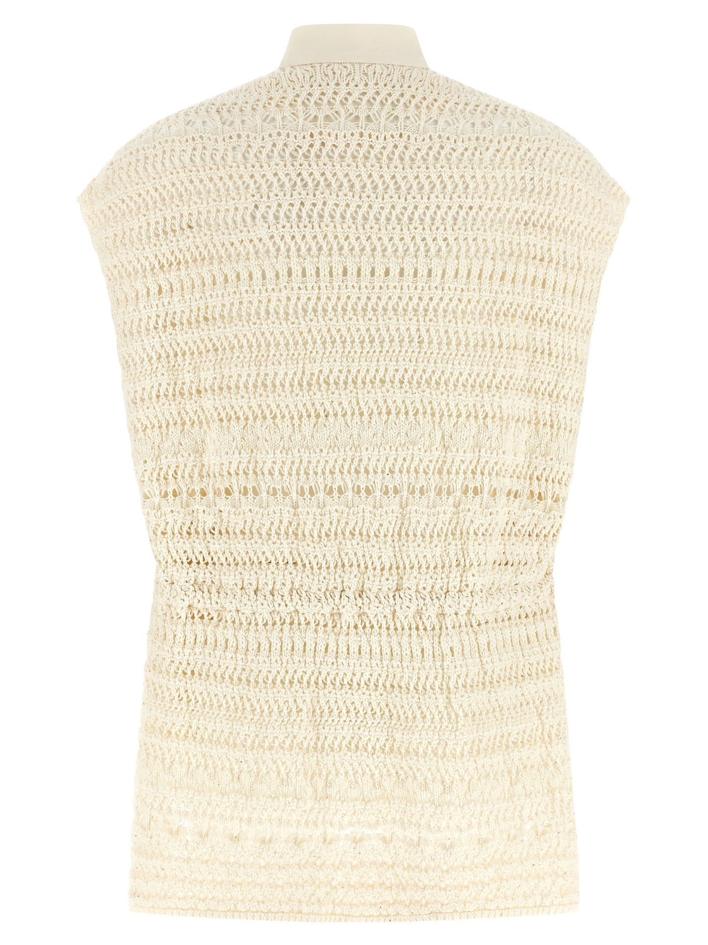 Beige Cotton Sleeveless Jacket