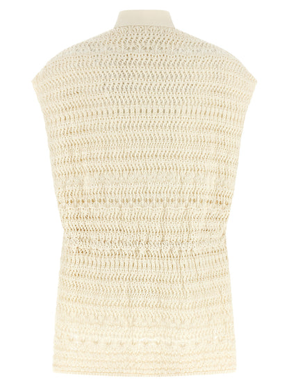 Beige Cotton Sleeveless Jacket