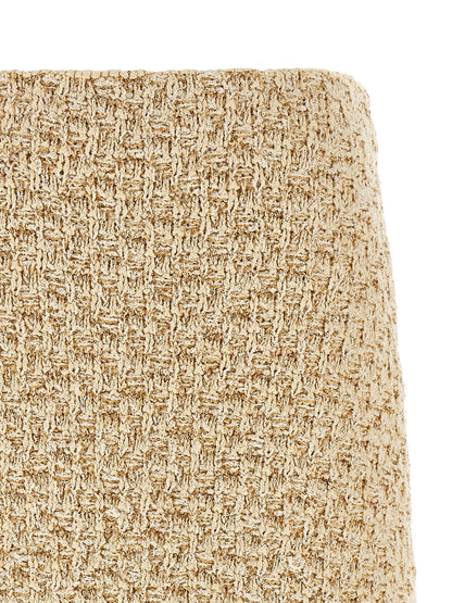 Gold Cotton Midi Skirt