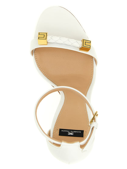 White Leather Stiletto Heel Sandals