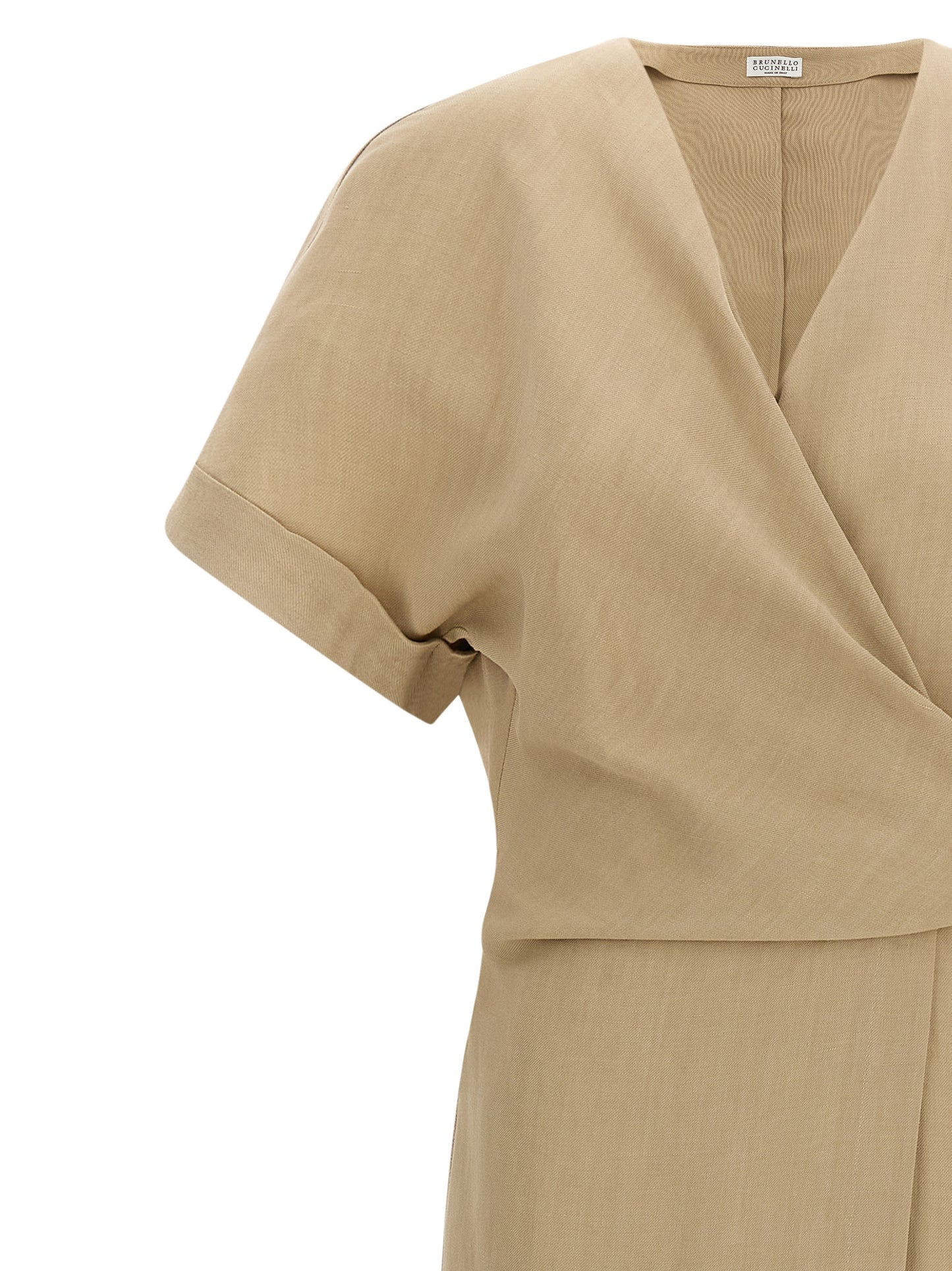Beige Viscose Midi Dress