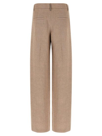 Multicolor Linen Flared Pants