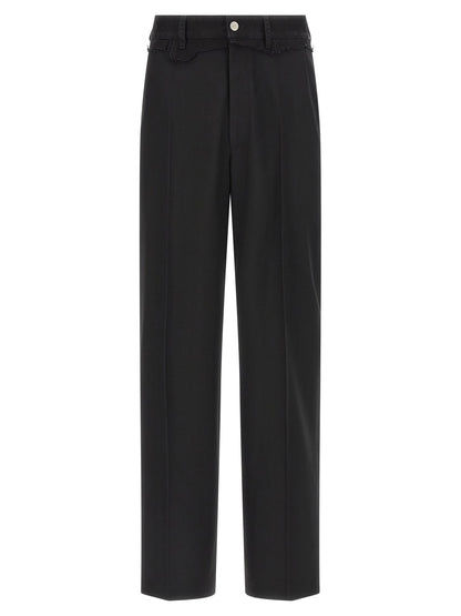 Black Polyester Casual Pants