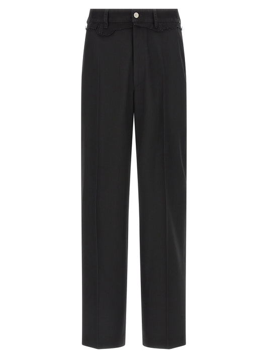 Black Polyester Casual Pants