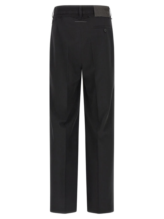 Black Polyester Casual Pants
