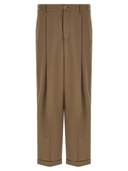 Beige Virgin Wool Casual Pants