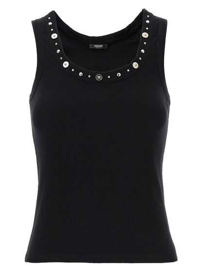 Black Cotton Sleeveles T-Shirt