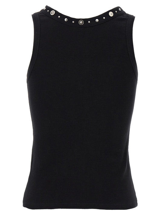 Black Cotton Sleeveles T-Shirt