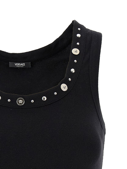 Black Cotton Sleeveles T-Shirt
