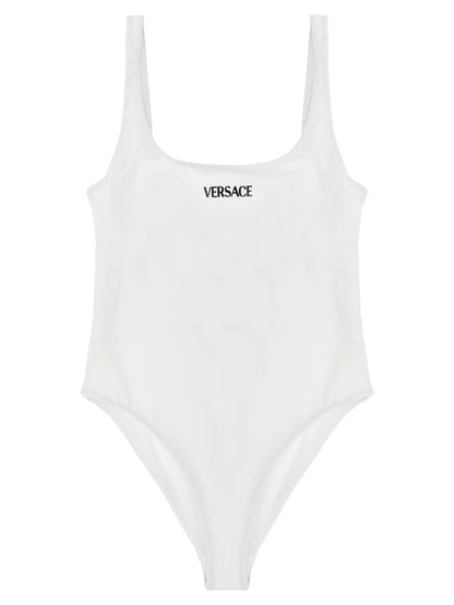 White Nylon One-Piece Swimsuit