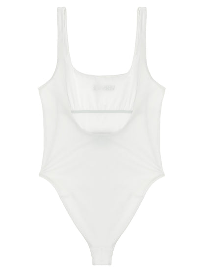 White Nylon One-Piece Swimsuit