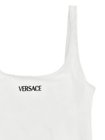 White Nylon One-Piece Swimsuit