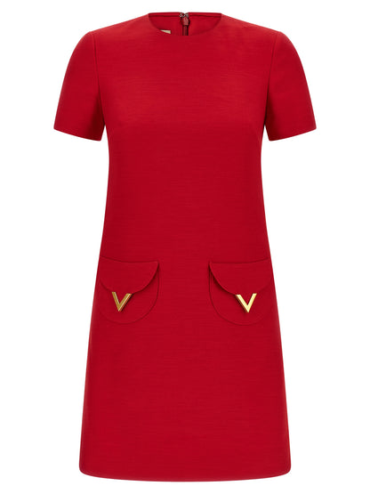 Multicolor Virgin Wool Short Dress
