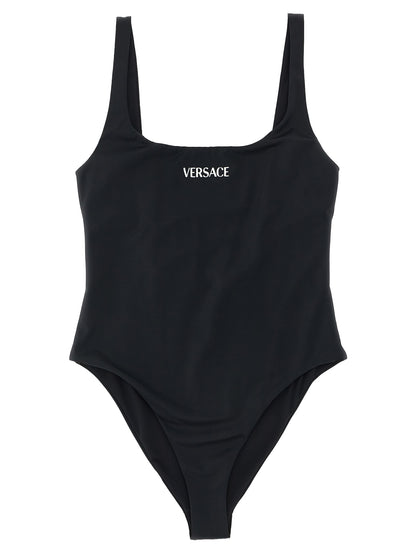 Black Nylon One-Piece Swimsuit