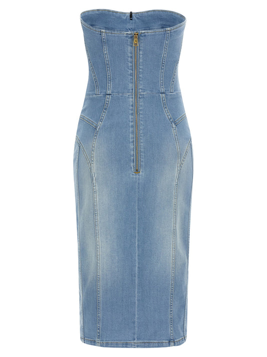 Blue Cotton Midi Dress