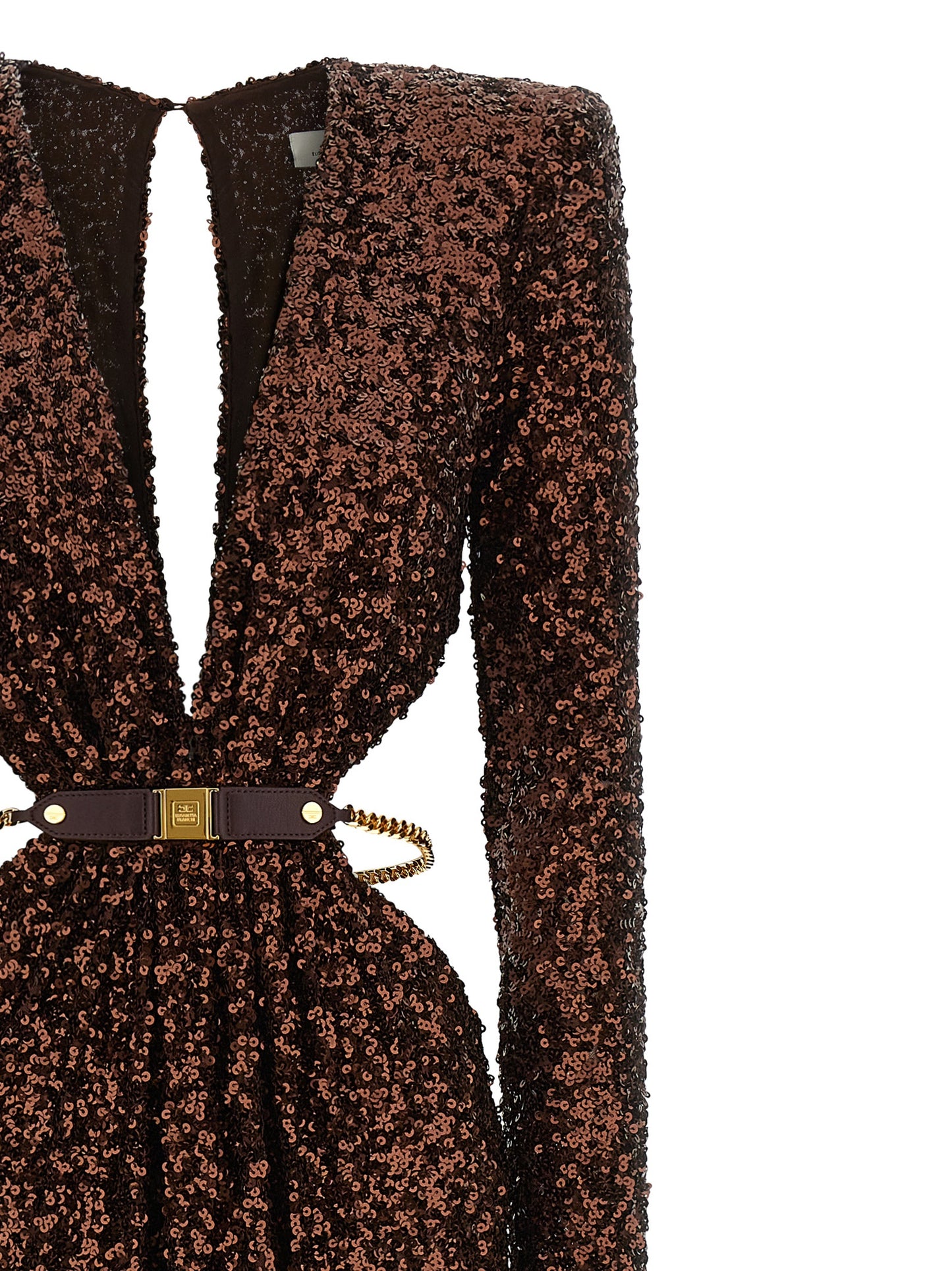 Brown Polyester Long Dress