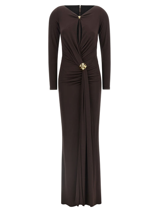 Brown Viscose Long Dress
