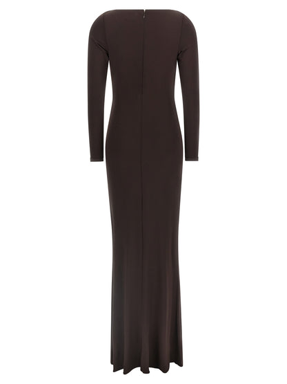 Brown Viscose Long Dress