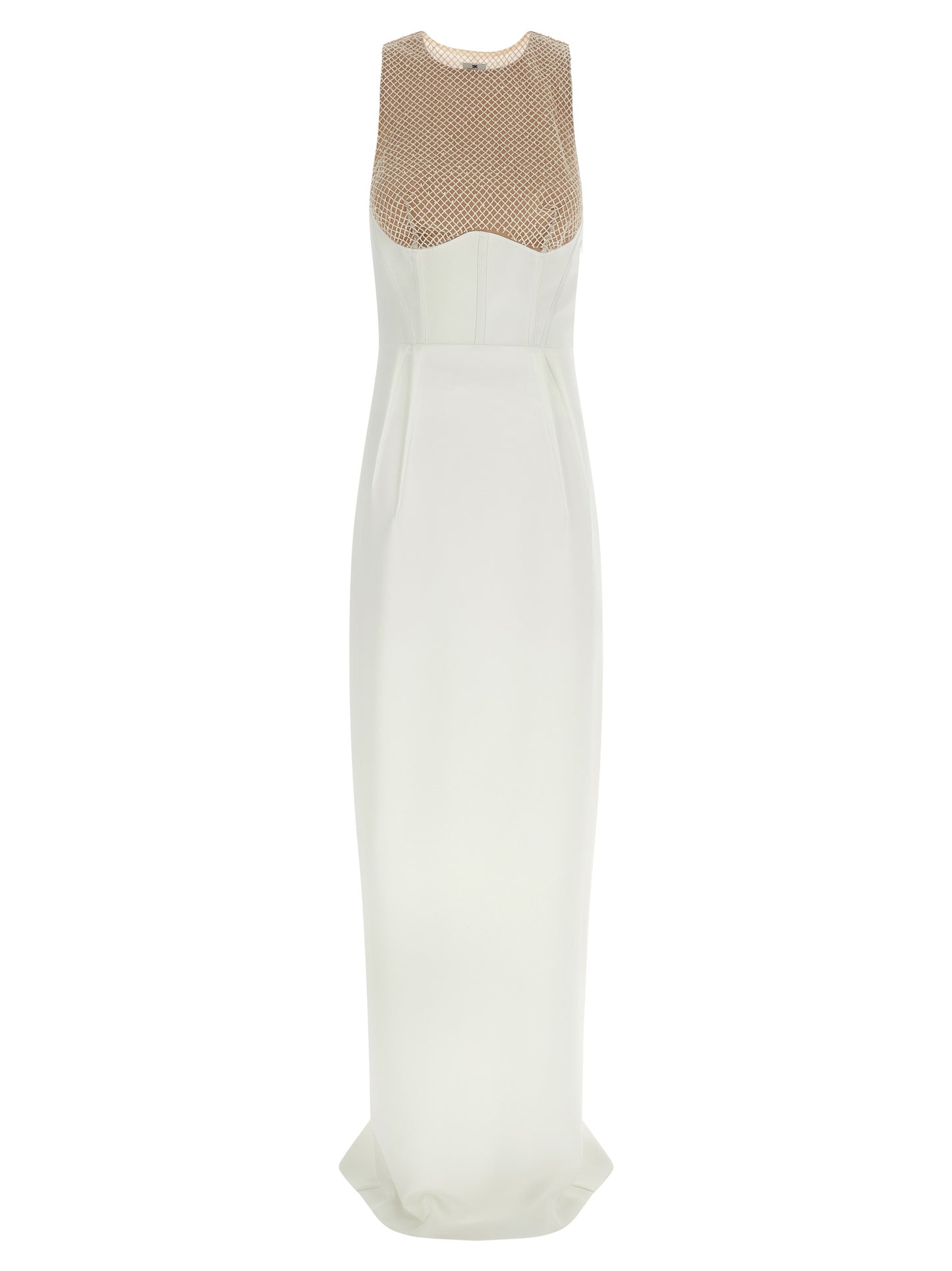 White Polyester Long Dress