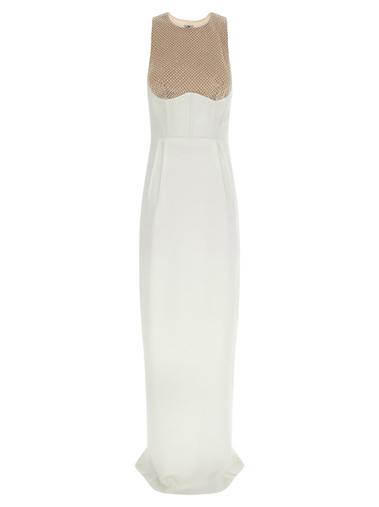 White Polyester Long Dress