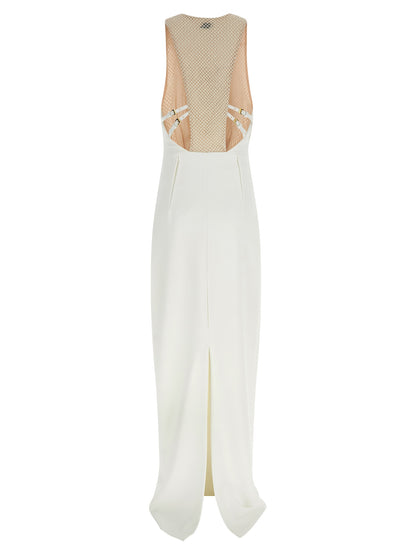White Polyester Long Dress