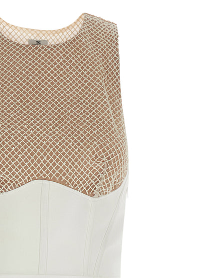 White Polyester Long Dress