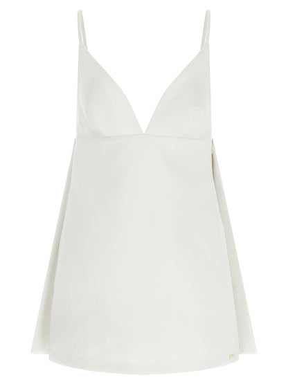 White Polyester Short Dress