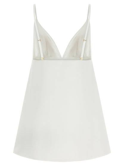 White Polyester Short Dress